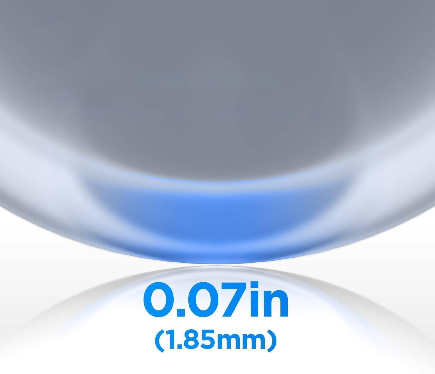 Niebieski tekst 0,07 cala (1,85 mm) na jasnym tle.
