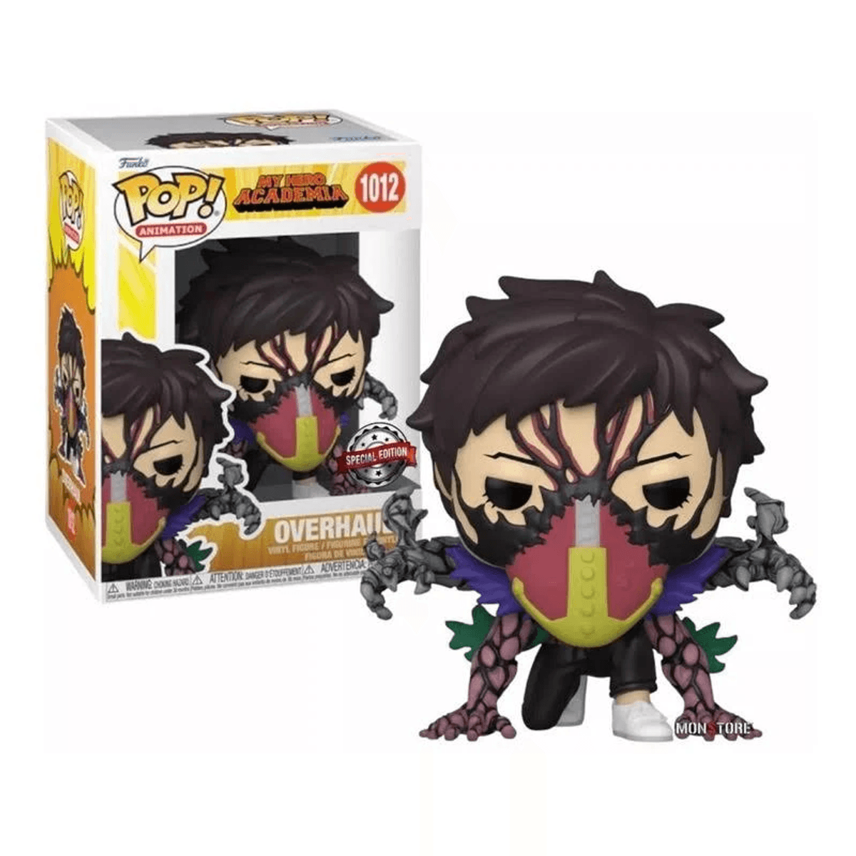 Action figure Funko Pop Overhaul di My Hero Academia, con scatola.