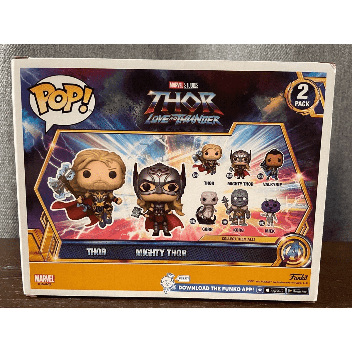 Funko Pop! "Thor: Love and Thunder" confezione da 2 con Thor, Mighty Thor, Valkyrie, Gorr, Korg, Miek.