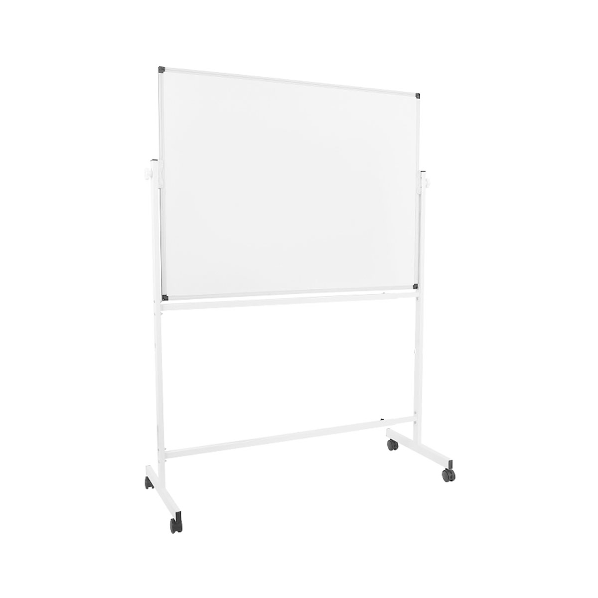 Ein leeres weißes Whiteboard auf einem Rollständer.