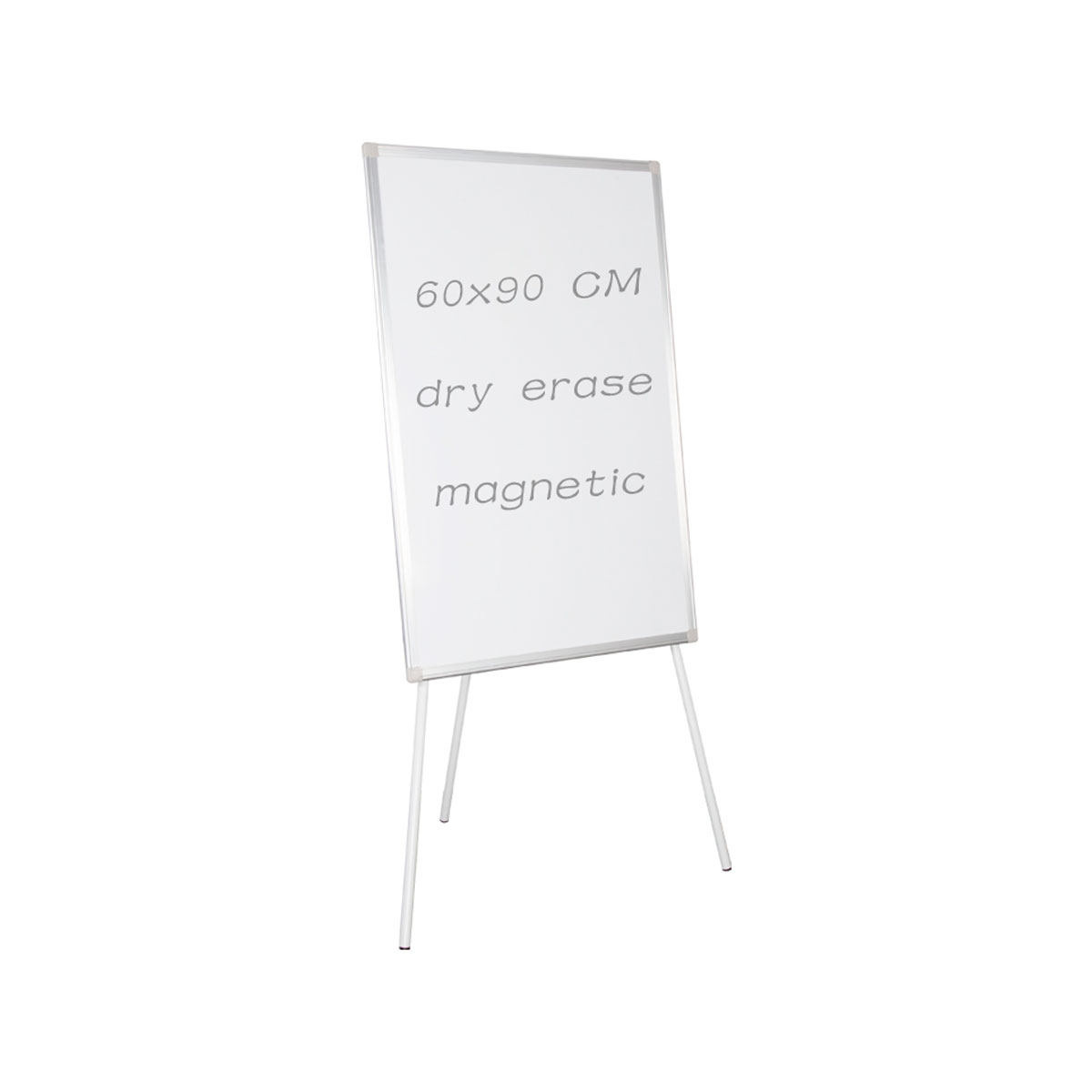Ein weißes Whiteboard auf einem Ständer mit den Maßen 60x90 cm.