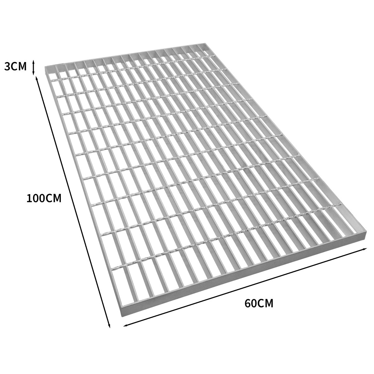 Rejilla metálica de 100x60cm, 3cm de alto.