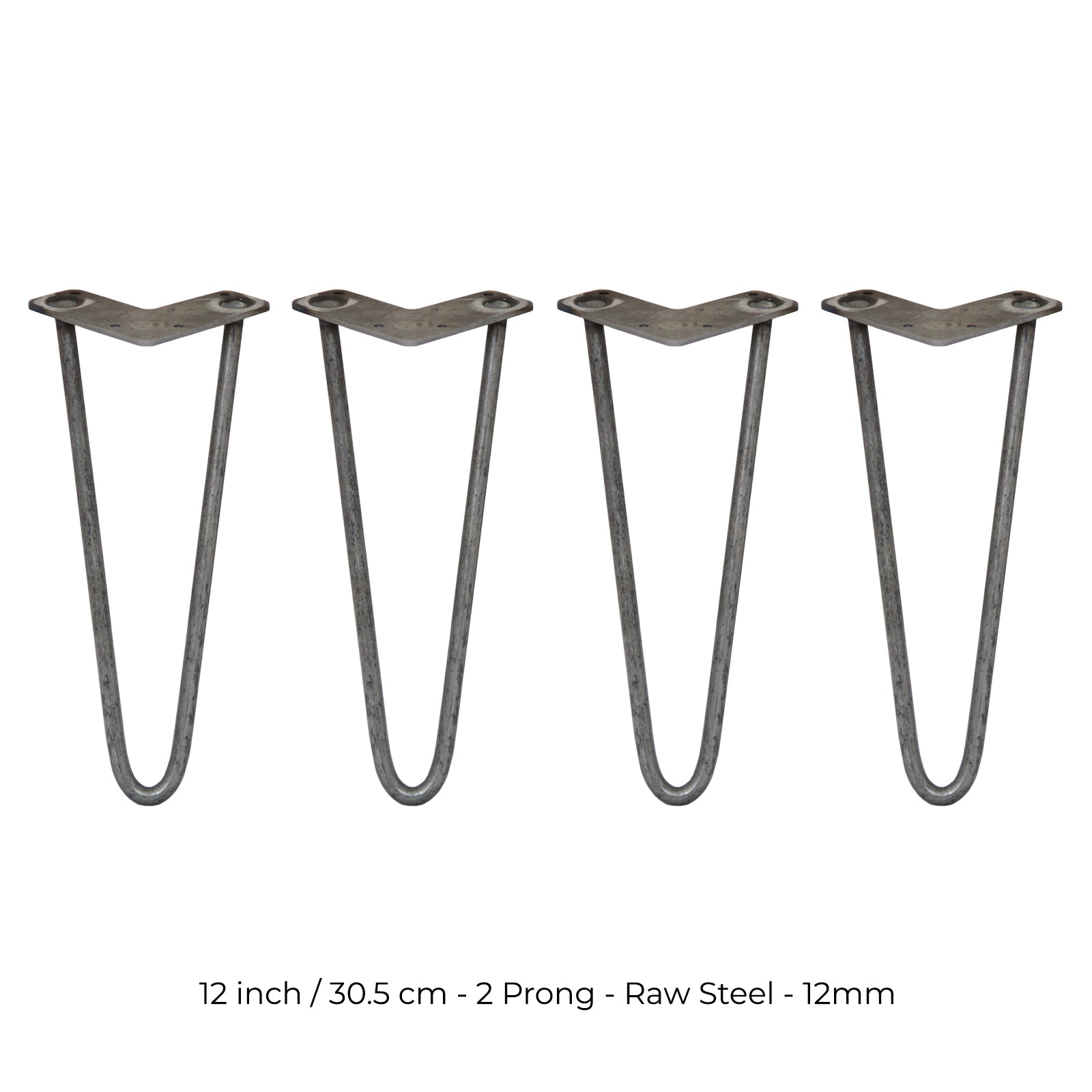 Cuatro patas de horquilla de acero crudo de 2 puntas, 30,5 cm.