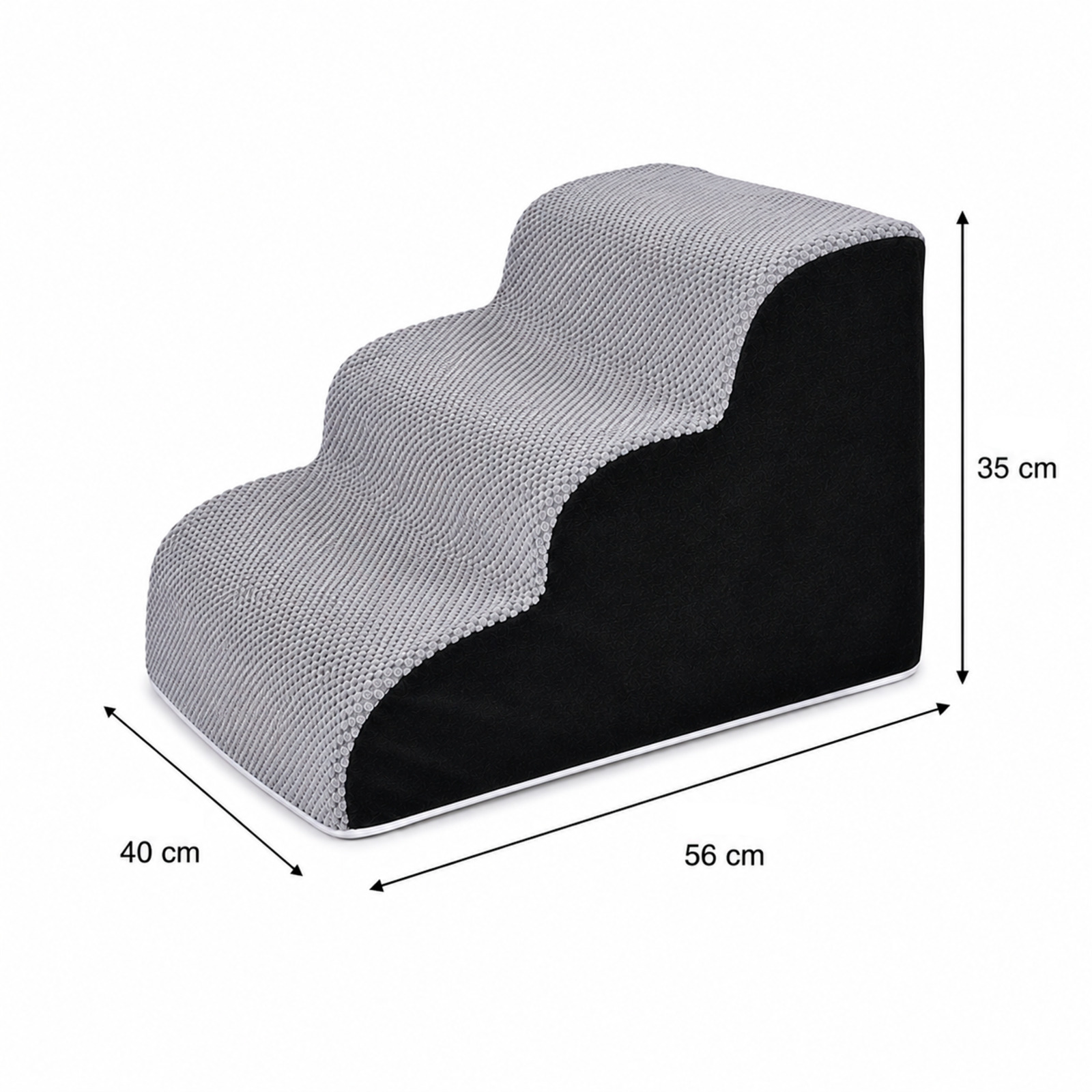 Escaleras grises para perros de 3 escalones, 56x40x35 cm.