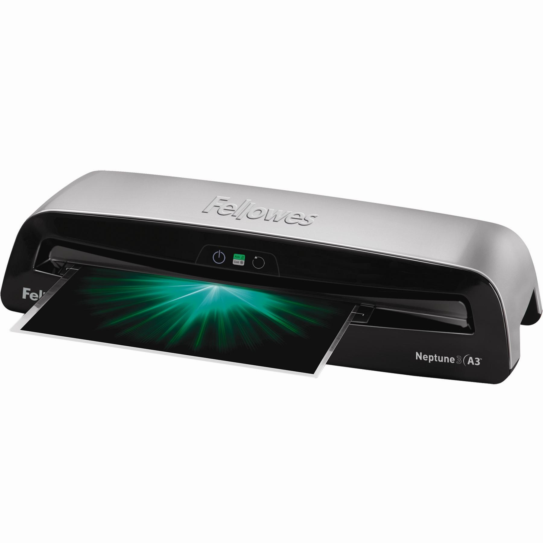 Fellowes Neptune A3 Laminiergerät mit silbernem Oberteil und schwarzem Gehäuse.