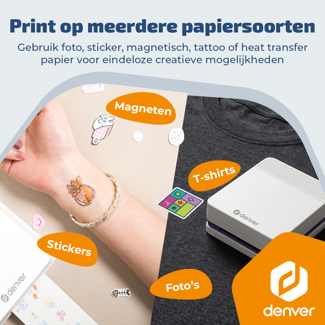 Print on various paper types: T-shirts, magnets, stickers, and photos.