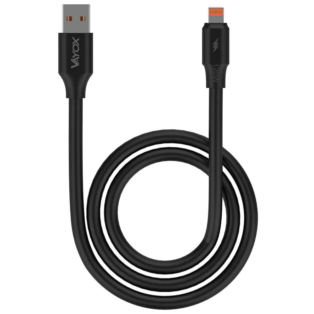 Ein schwarzes USB-C-Kabel mit zwei verschiedenen Anschlüssen, aufgewickelt.