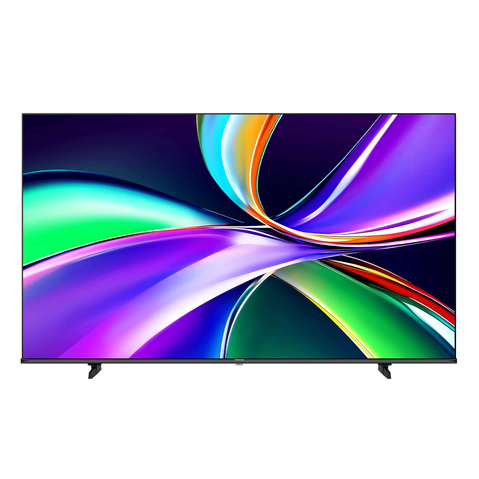 Un televisore moderno con un vivace sfondo astratto sullo schermo.