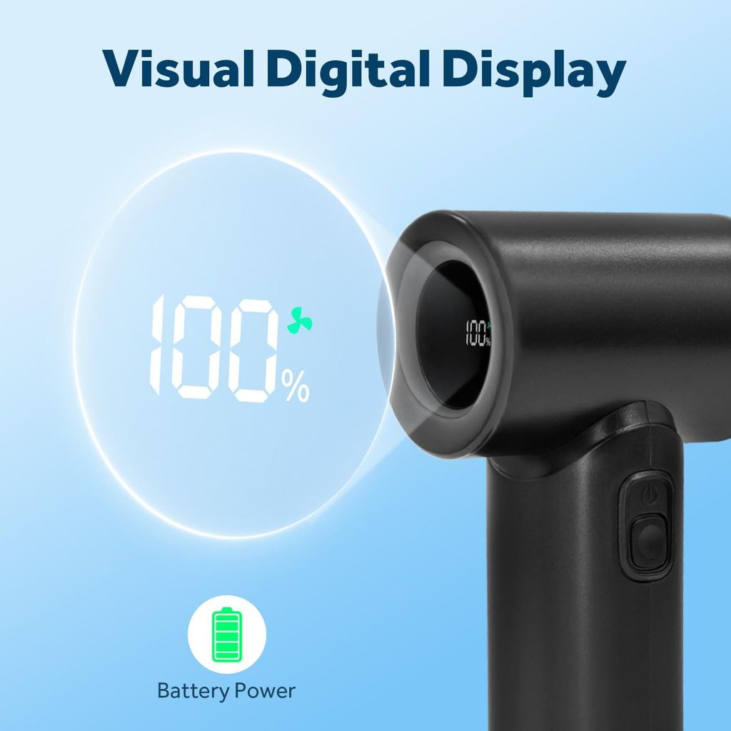 Schwarzes Gerät mit 100% Batterieanzeige und Text.