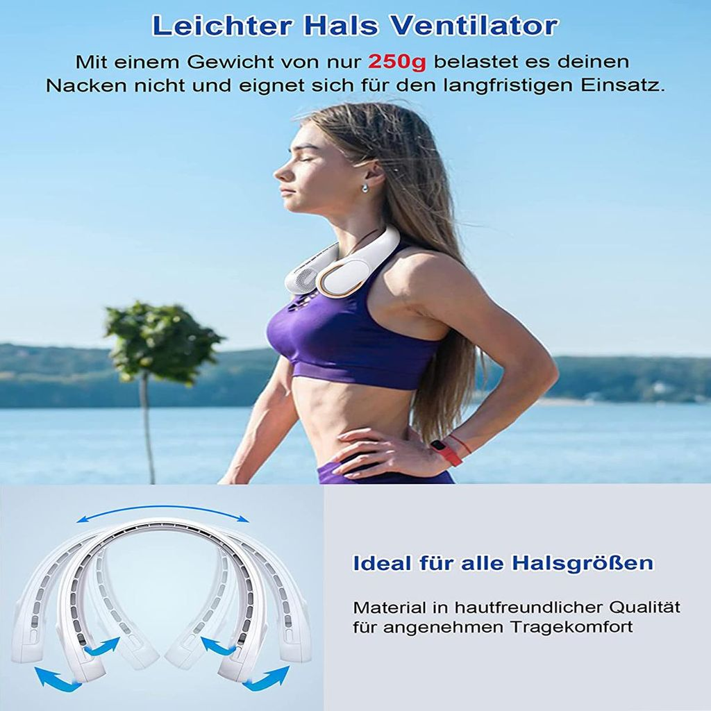 Leichter Halsventilator für Damen, ideal für Sport.