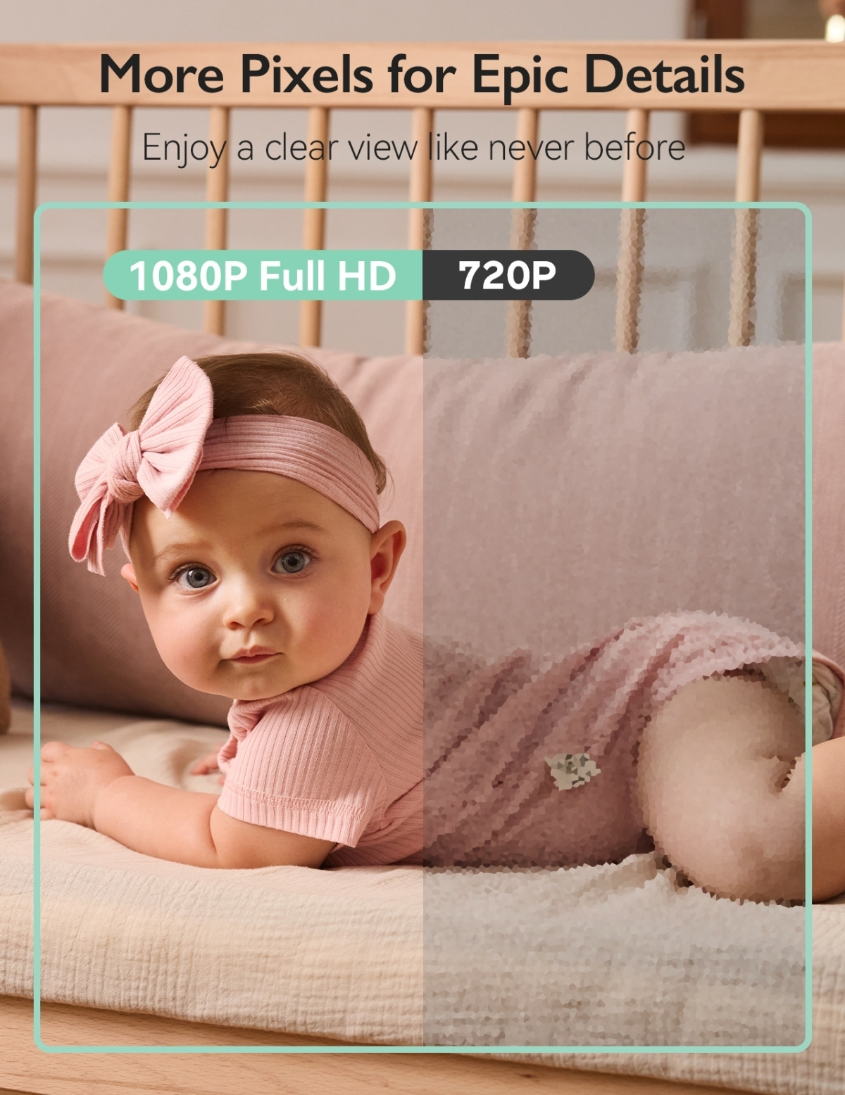 Bambino con fiocco rosa, confronto 1080P Full HD vs 720P.