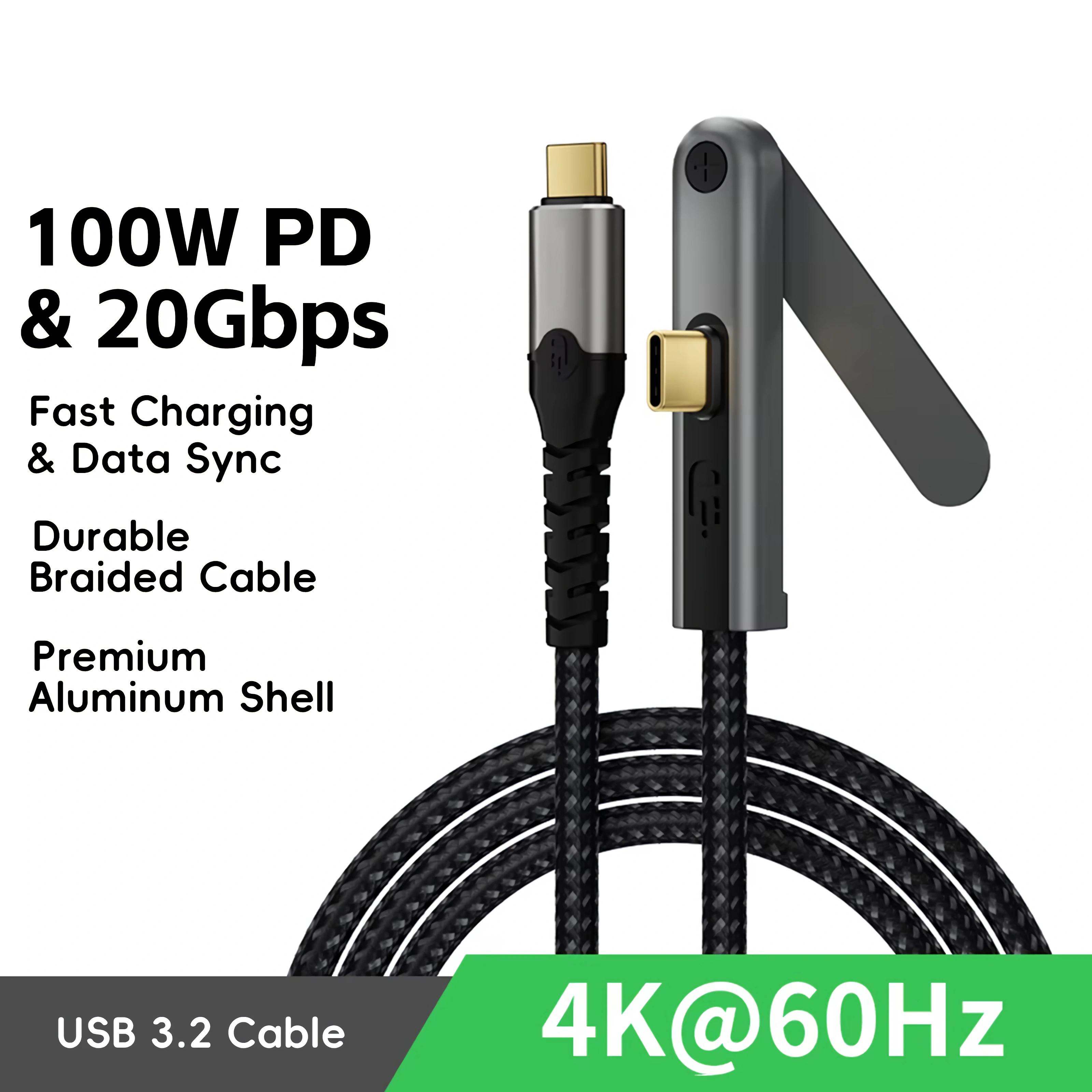 USB 3.2 Kabel mit 100W PD, 20Gbps, 4K@60Hz.