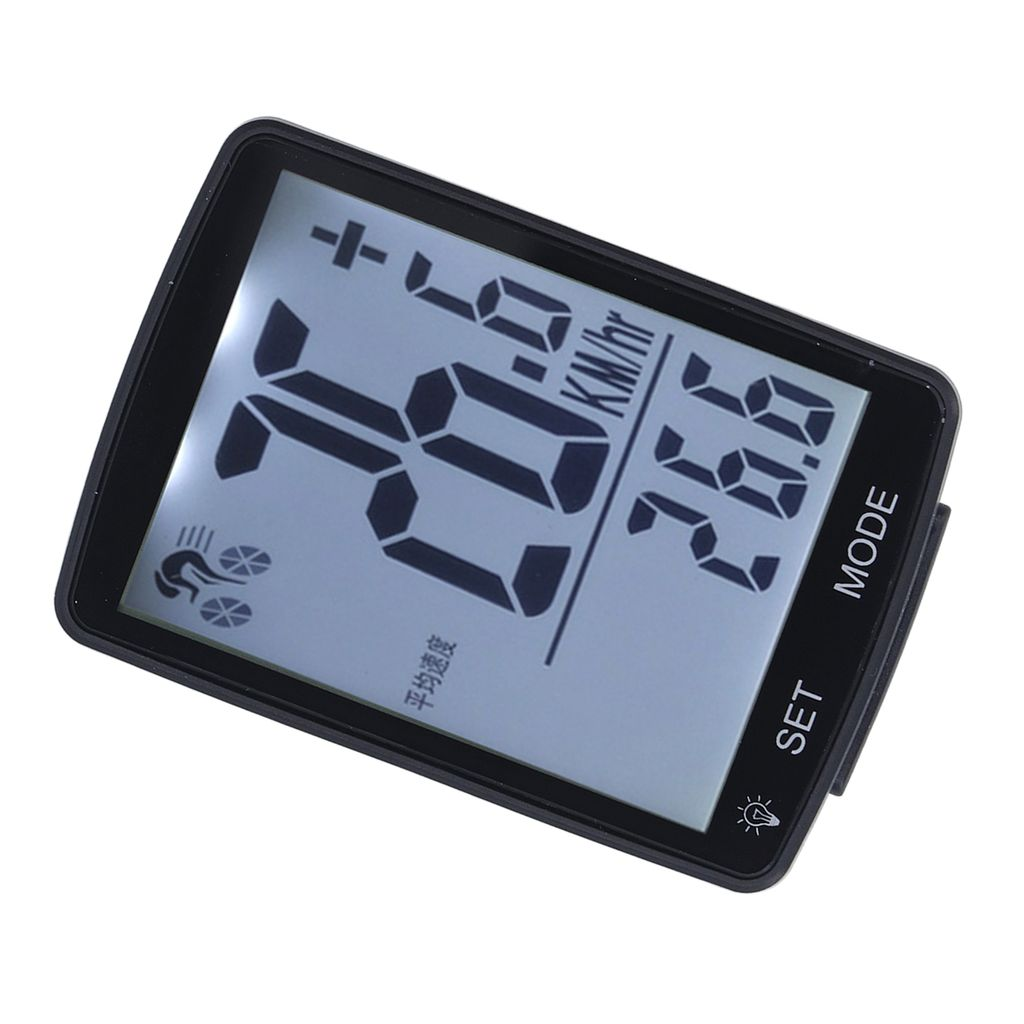 Ein schwarzer Fahrradcomputer zeigt 38,9 km/h und 26,6 °C an.