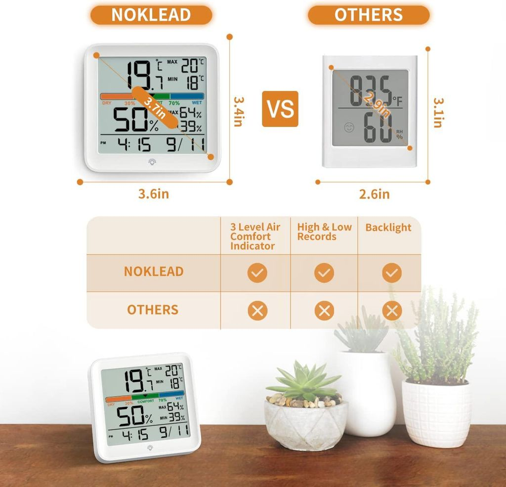 Vergleich von zwei digitalen Thermometern, eines von Noklead, das andere von Anderen.