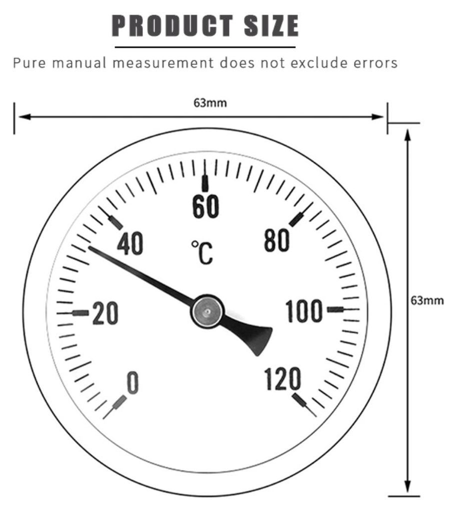 Ein 63mm Runder Thermometer misst 20 Grad Celsius.