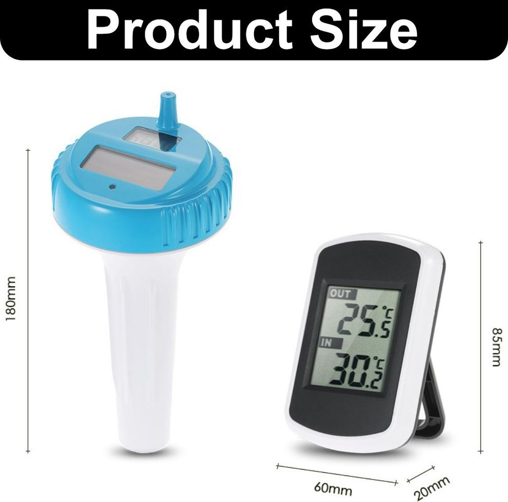 Zwei digitale Thermometer sind zu sehen. Eines ist weiß und blau, 180mm hoch. Das andere ist schwarz und weiß, 85mm hoch.