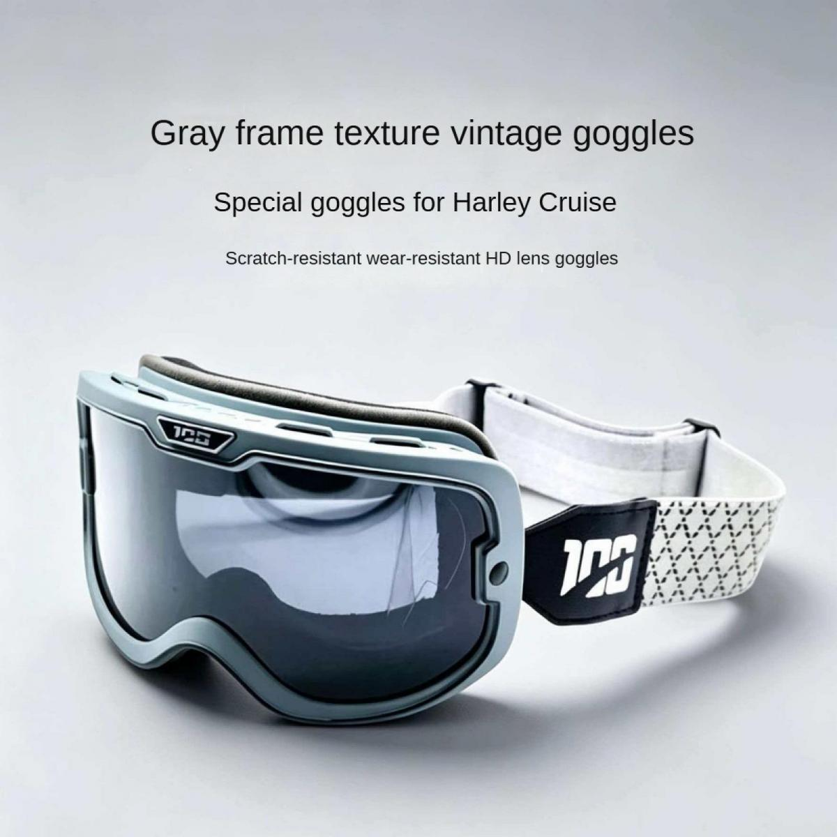 Graue Vintage-Brille mit Texturrahmen und grauem Band.