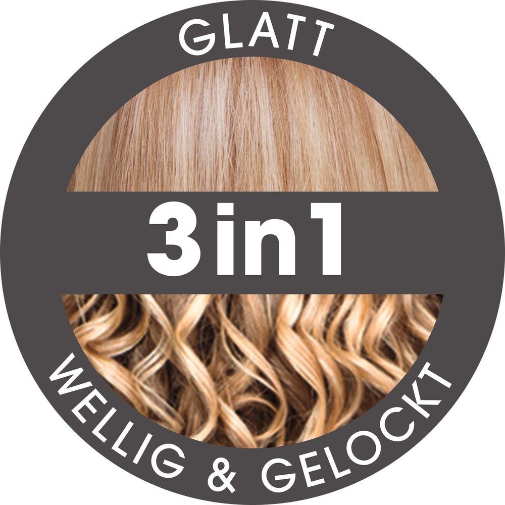 Logo 3in1 con capelli lisci e mossi. Lisci sopra, mossi sotto.
