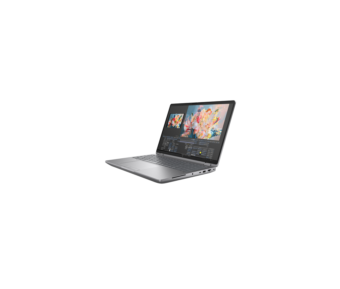 A silver laptop with its screen open, displaying a color palette.