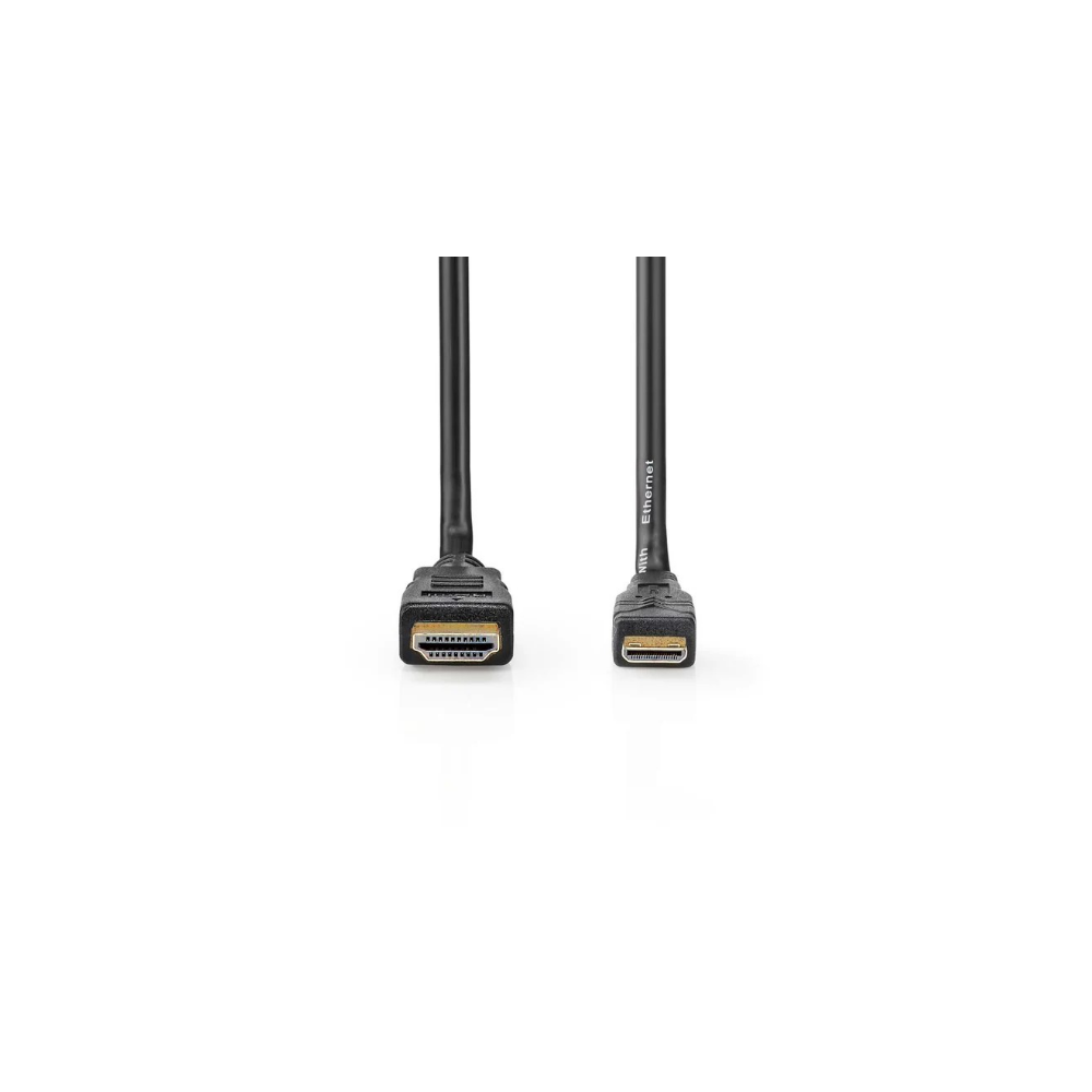 Zwei schwarze HDMI-Kabel mit Anschlüssen, eines mit "With Ethernet" beschriftet.