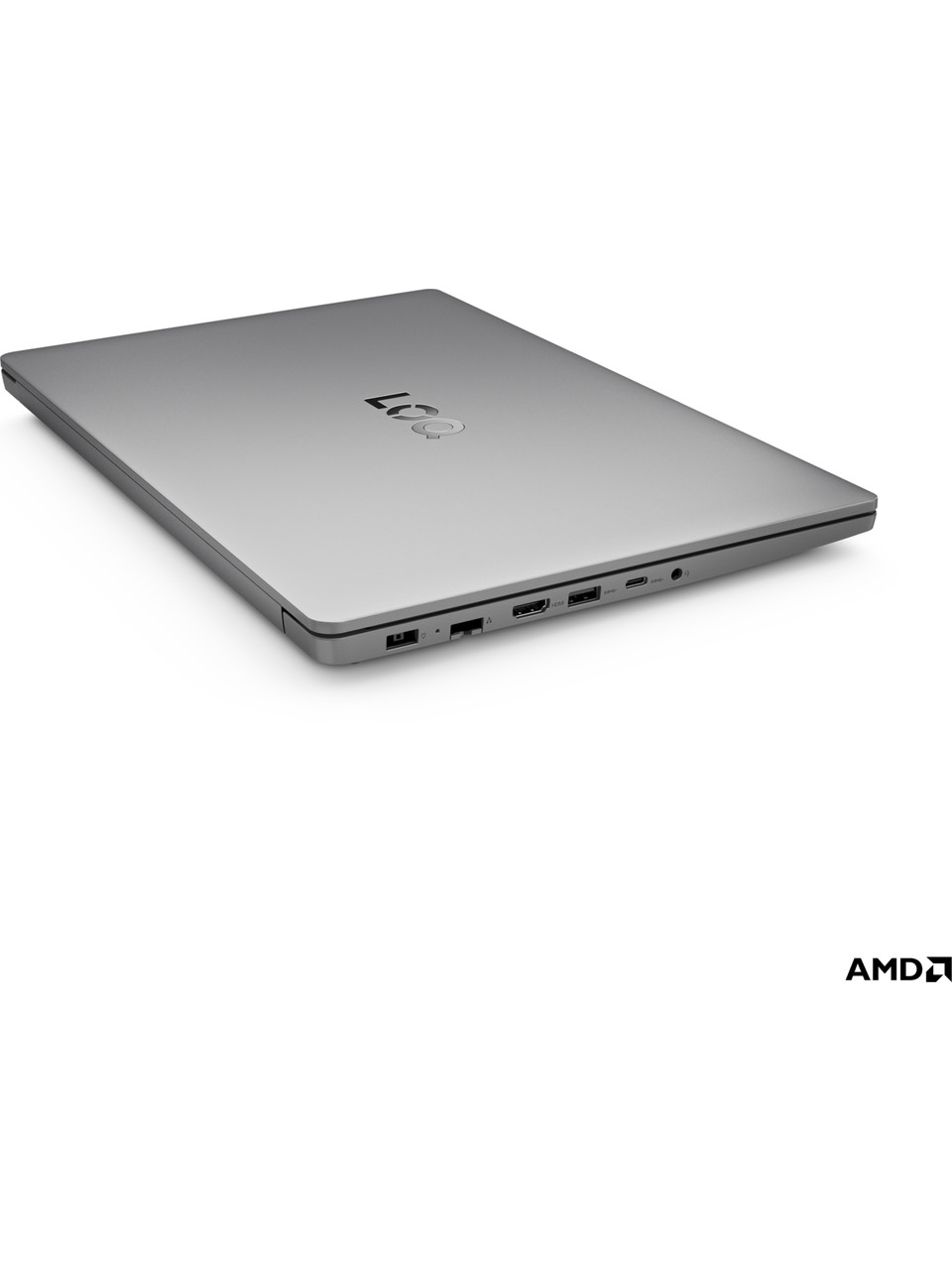 Kapaktaki LG logosuyla kapalı, gümüş rengi bir dizüstü bilgisayar. Bağlantı noktaları görünür.