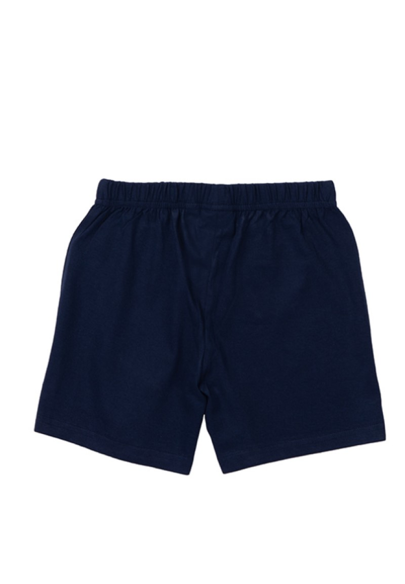 Dunkelblaue Shorts mit elastischem Bund.