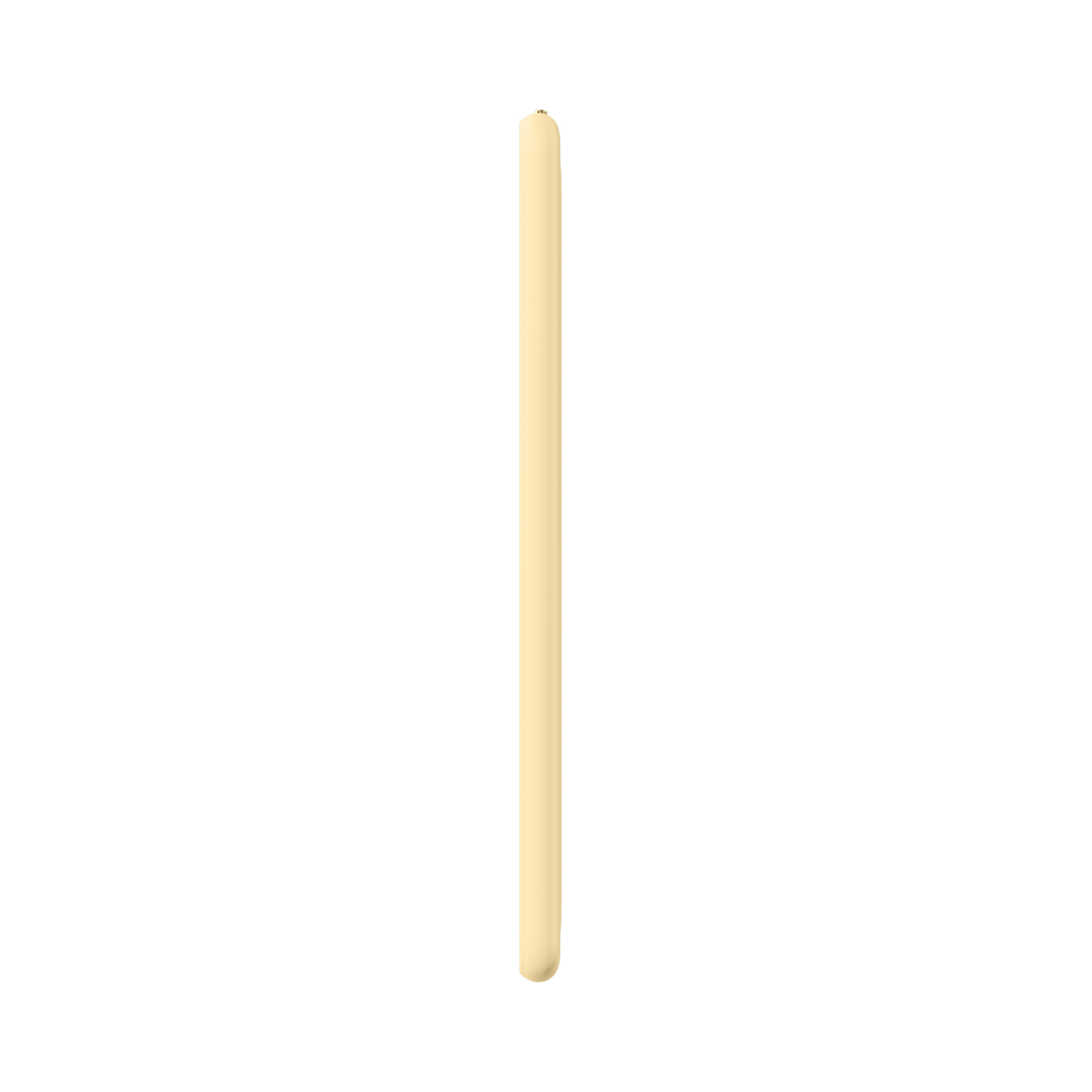 Ein einzelner, langer, heller gelber Kerzenstift mit abgerundetem Ende.