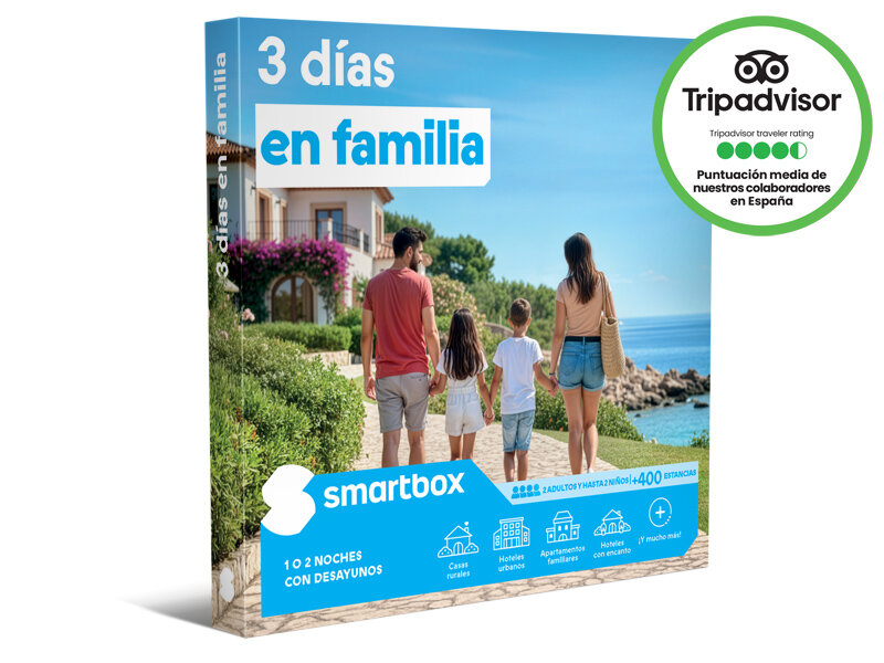 Caja regalo Smartbox para 3 días de vacaciones familiares con casa, vista al mar y rating TripAdvisor.