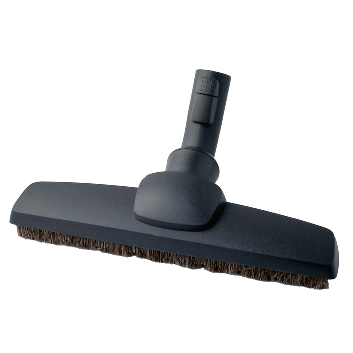 Brosse d'aspirateur gris foncé avec poils.