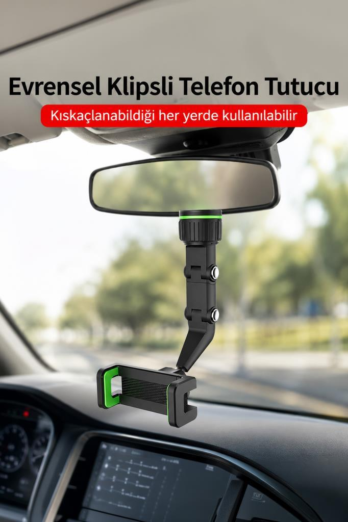 Evrensel klipsli telefon tutucu, her yere monte edilebilir.
