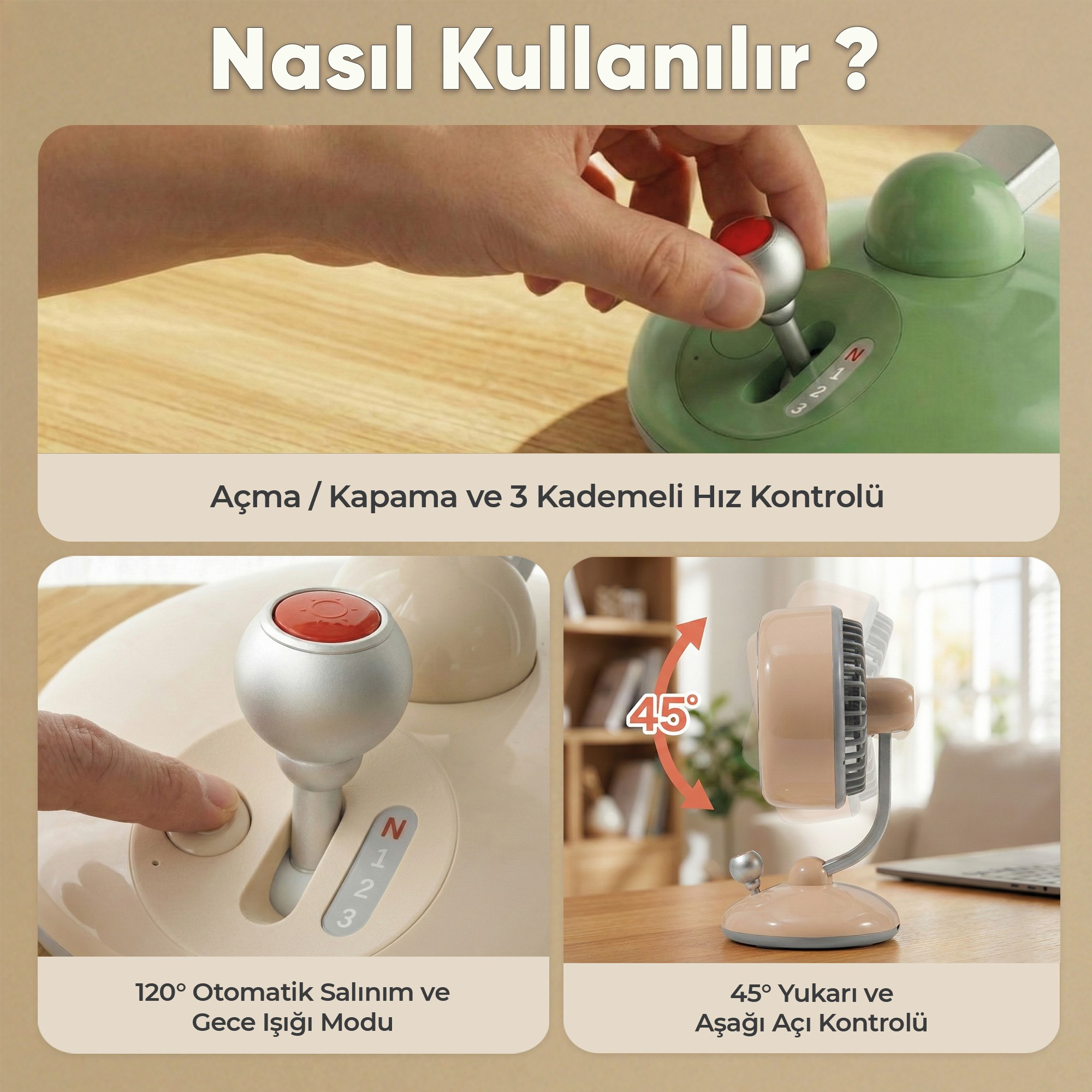 Bir el, N, 1, 2, 3 hız seviyeleri olan bir cihazda vites kolunu çalıştırıyor.