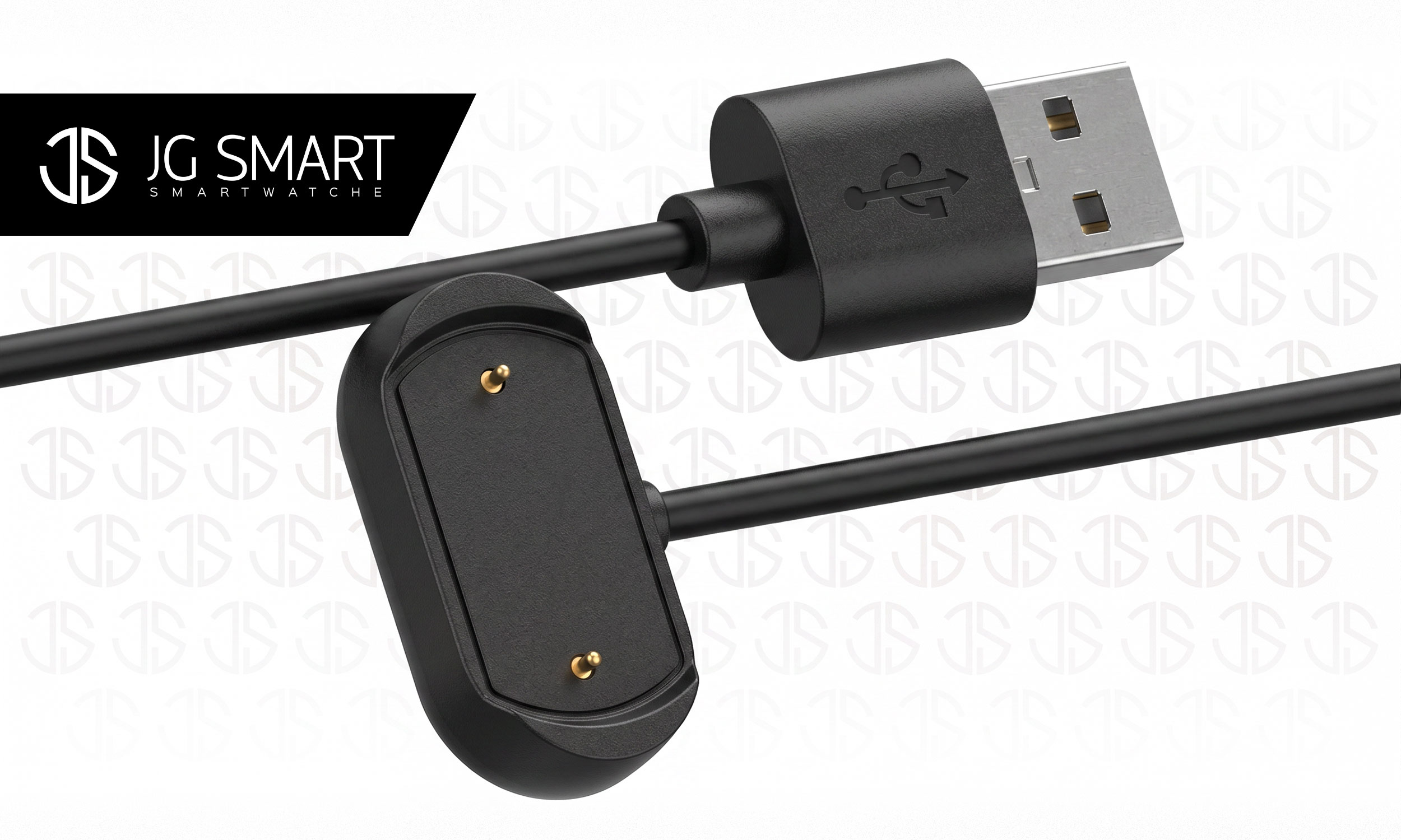 Czarny kabel ładujący USB z prostokątnym złączem do ładowania smartwatchów.