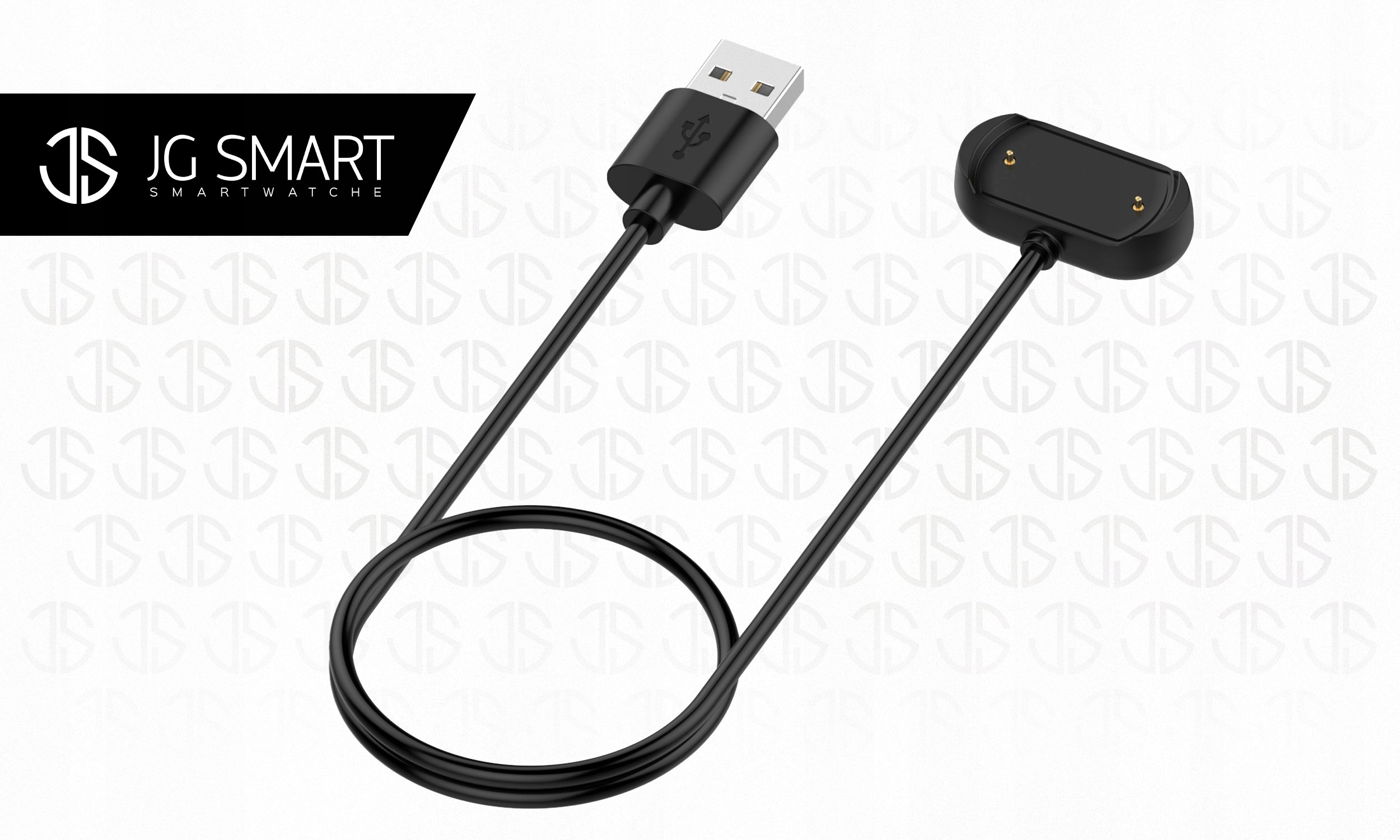 Czarny kabel USB do ładowania z magnetycznym adapterem do smartwatchów.