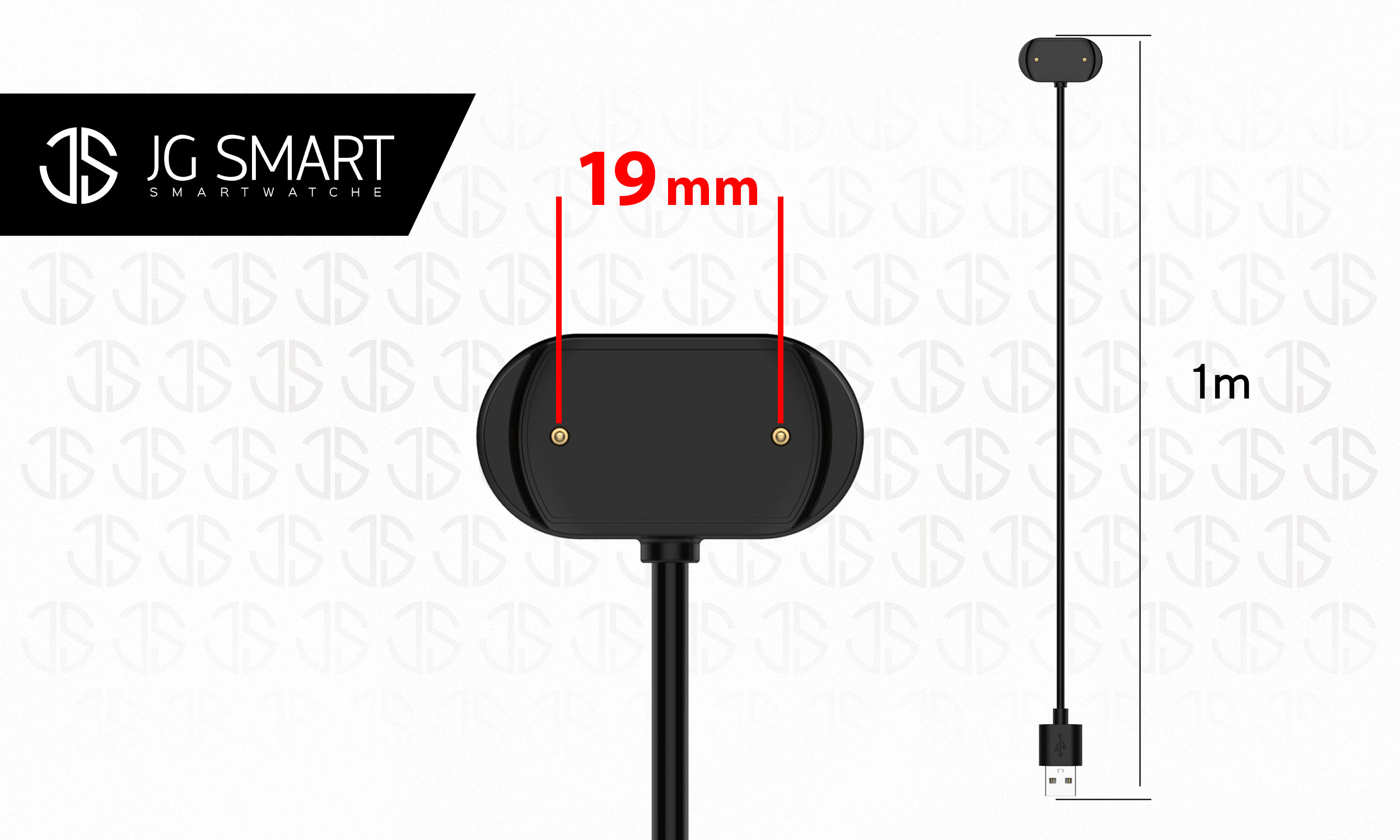 Czarny kabel do ładowania smartwatcha ze złączem USB.