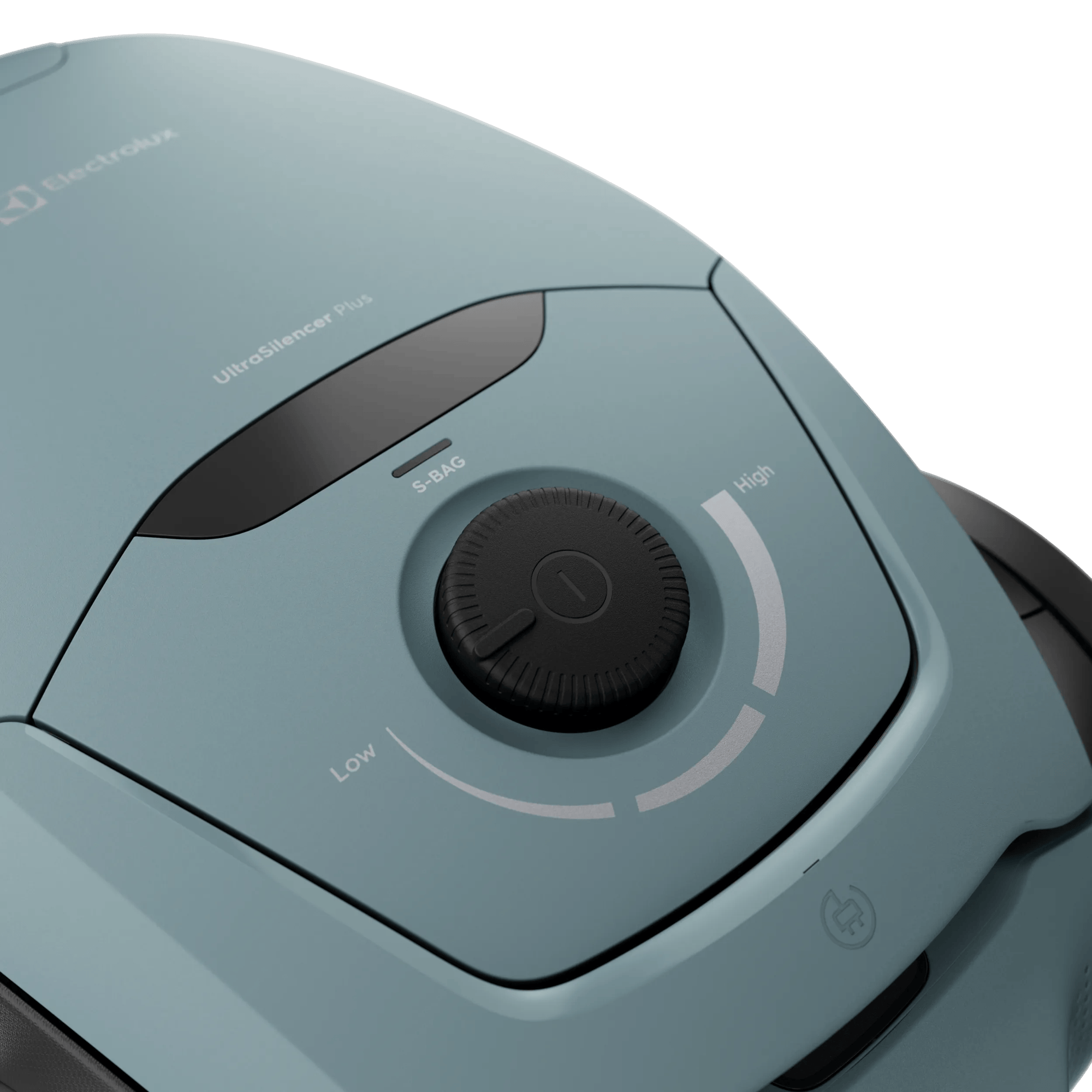 Aspirapolvere blu con quadrante nero e indicatore S-BAG.