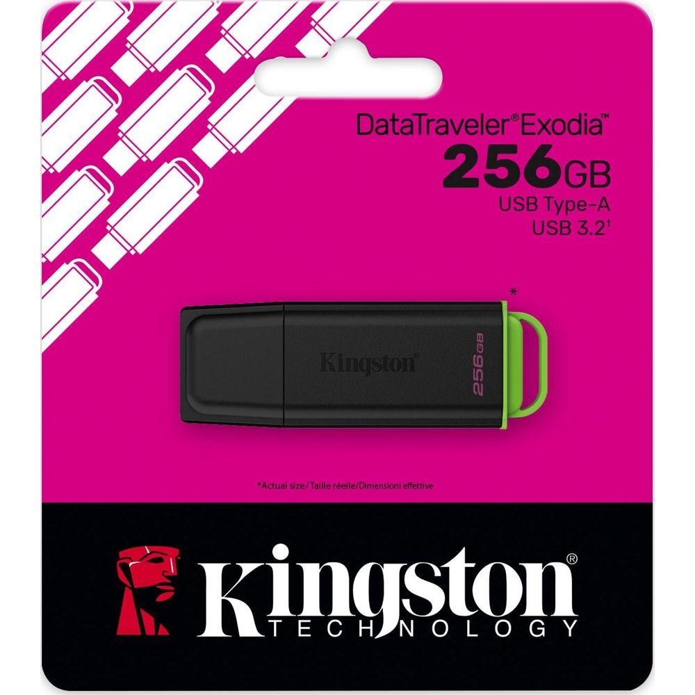 Pamięć USB Kingston DataTraveler Exodia 256 GB Type-A USB 3.2 w opakowaniu.