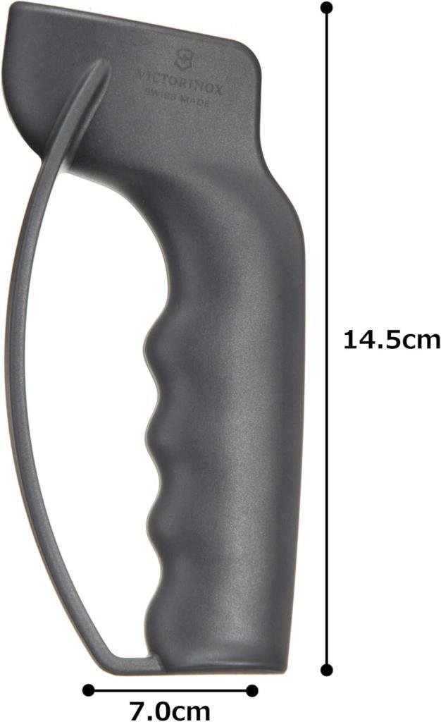 Dalgalı desenli gri Victorinox sap. Boyutlar: 14,5 x 7 cm.