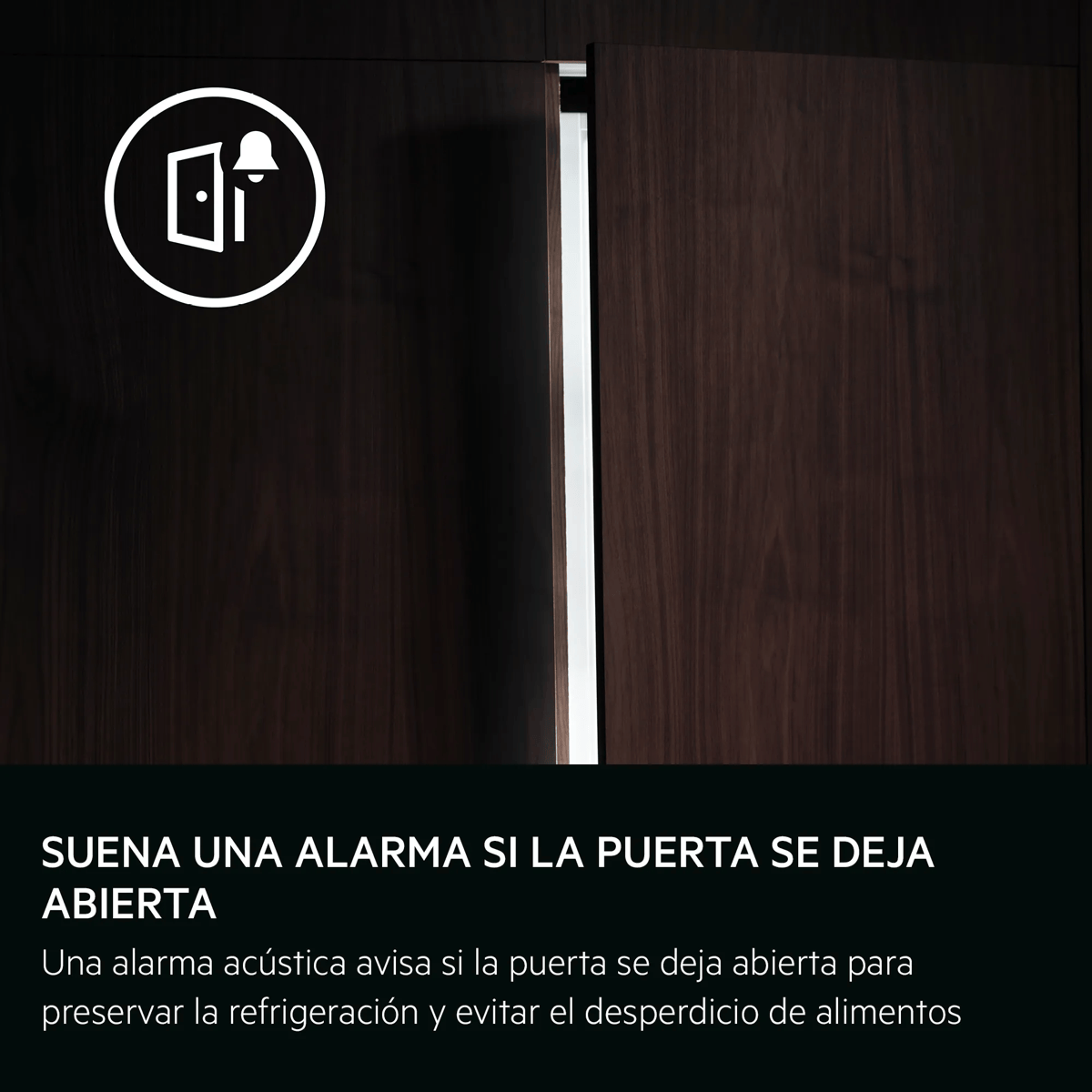 Un símbolo muestra una puerta abierta con una campana. Una alarma acústica.