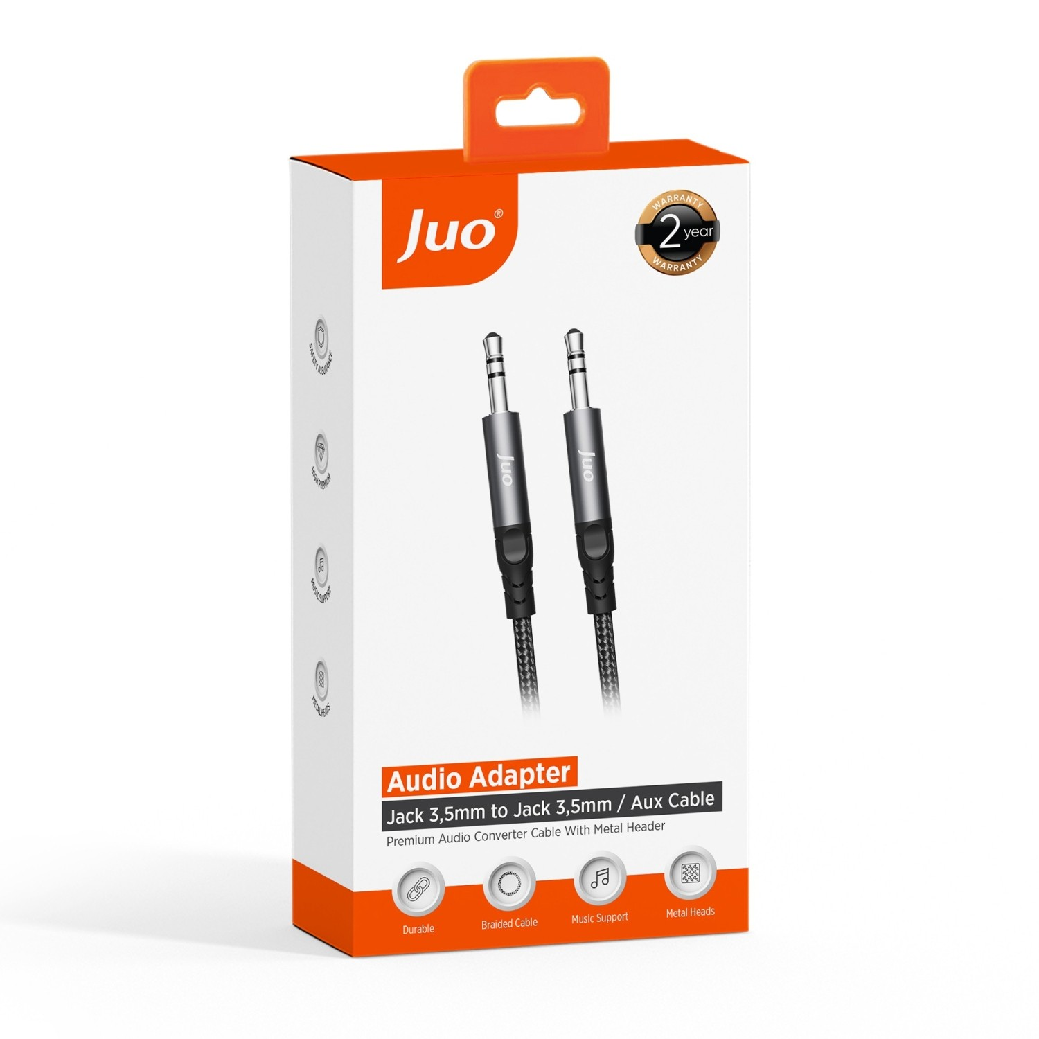 3,5 mm jak kablolu Juo Ses Adaptörü ambalajı.