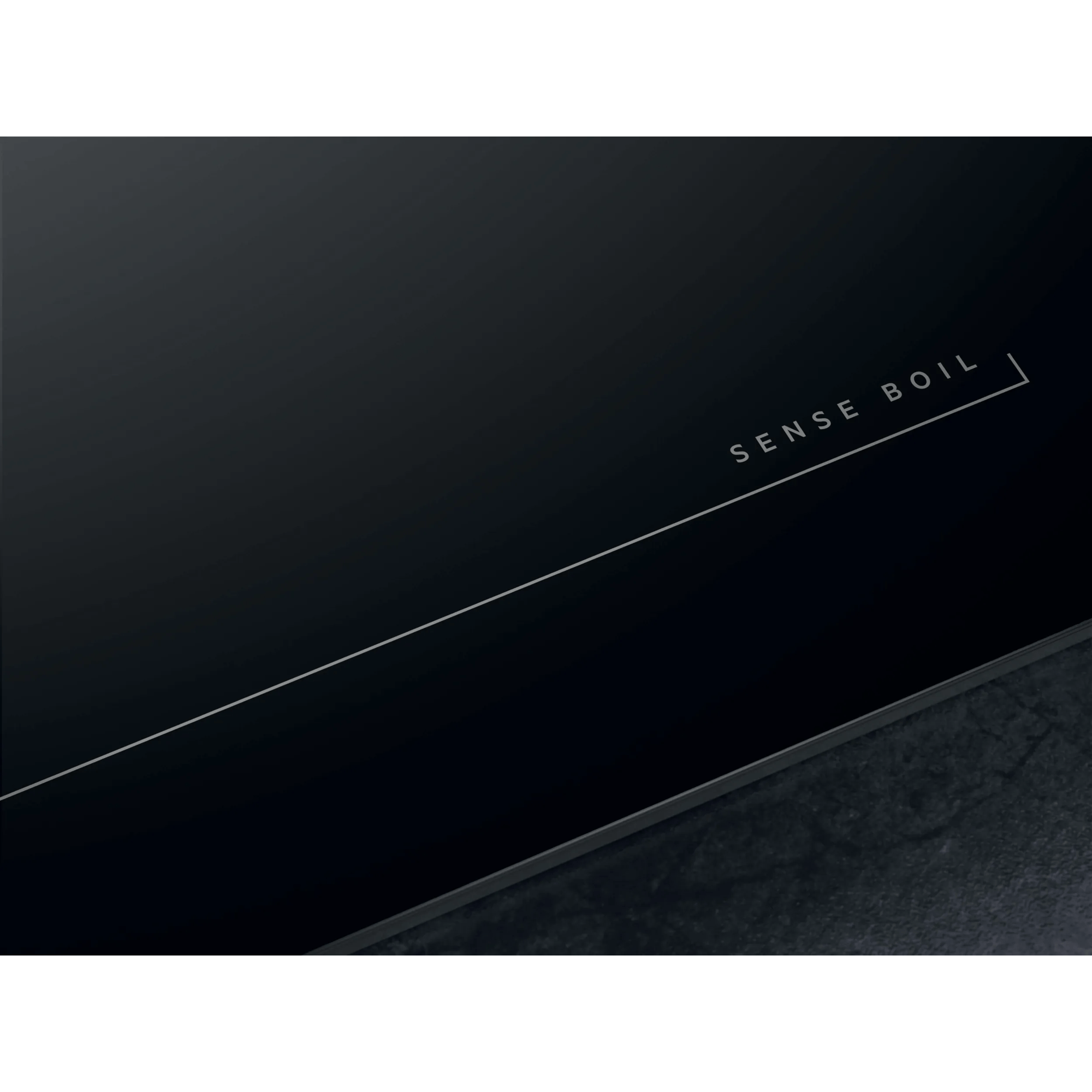 Placa de cocina negra con texto plateado 