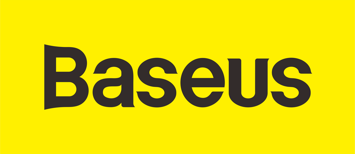 Il nome del marchio Baseus è scritto in testo scuro su sfondo giallo.