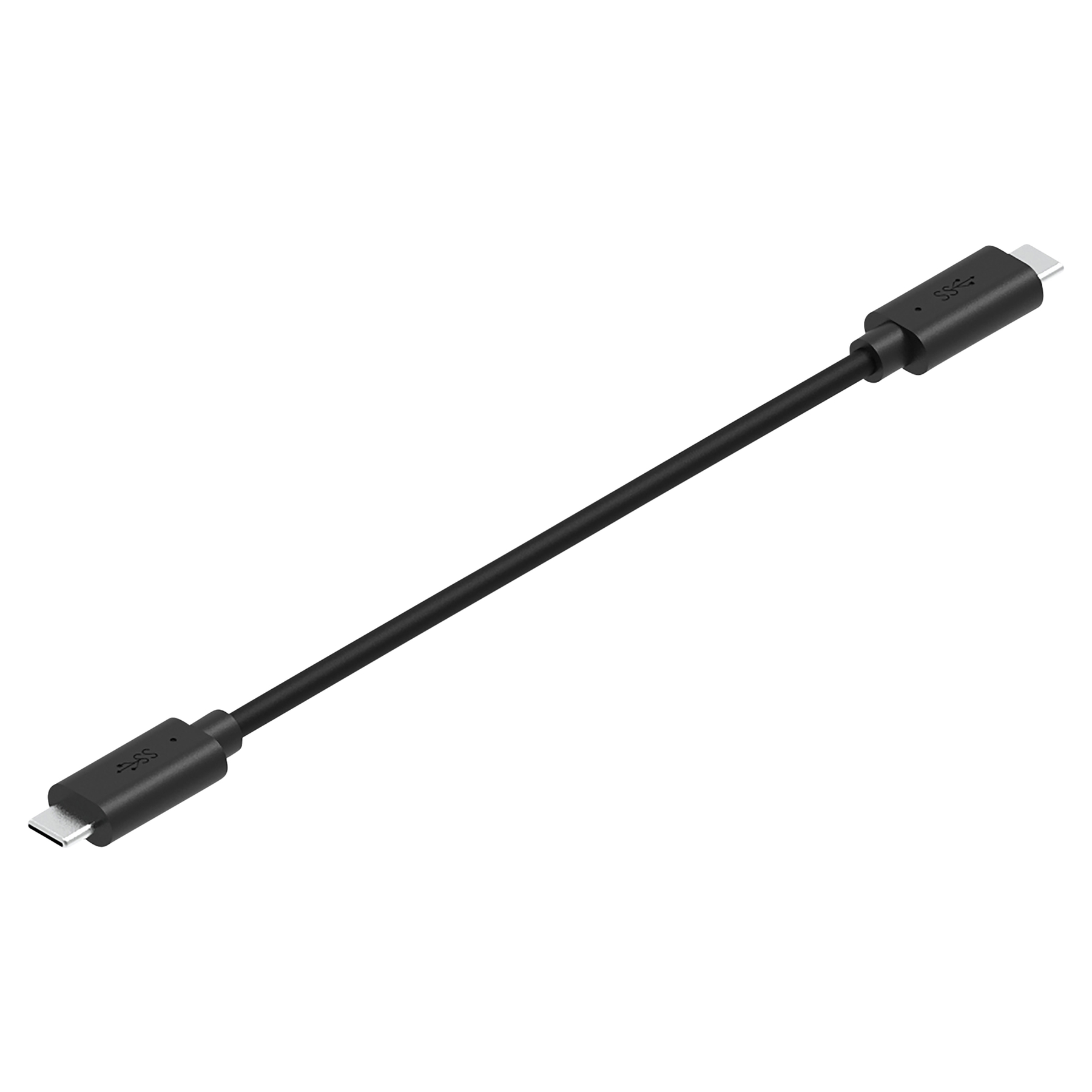 Ein schwarzes USB-C-Kabel mit SS-Symbolen an beiden Enden.