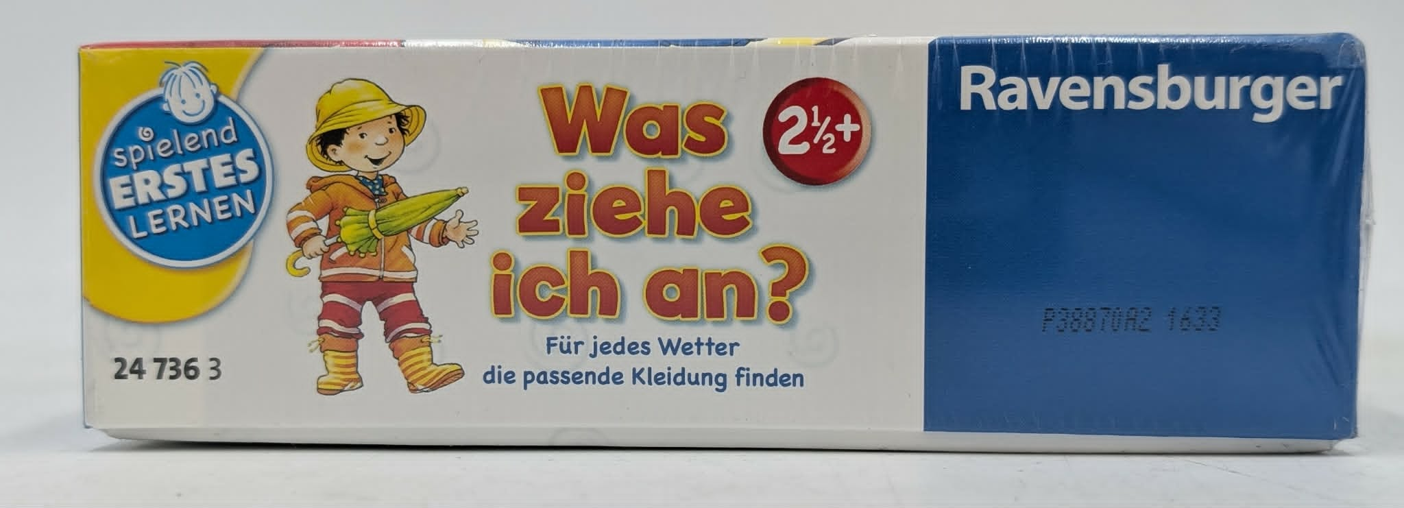 Ravensburger Spiel für 2½+ Jahre: Ein Kind fragt, was es anziehen soll.