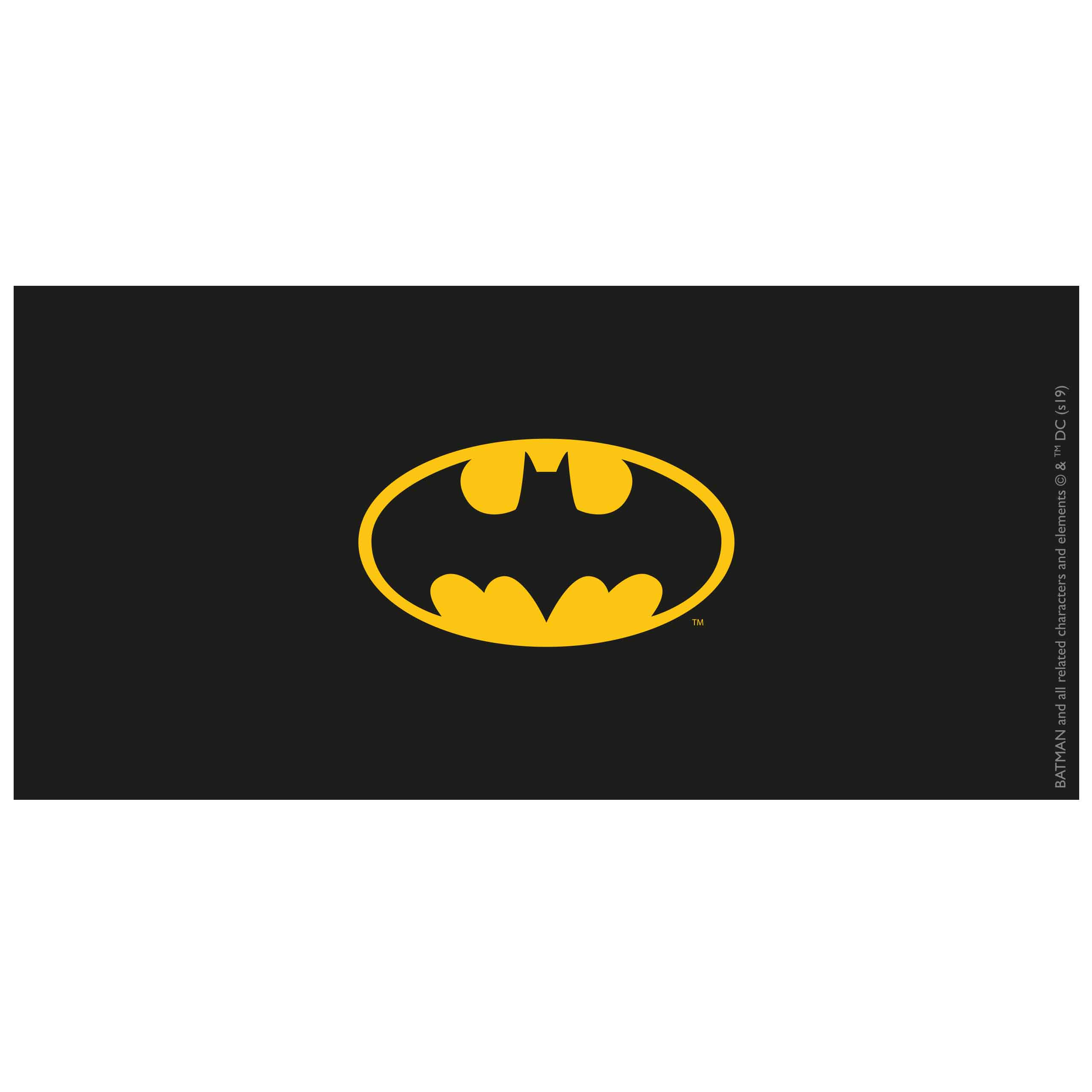Das gelbe Batman-Logo auf schwarzem Hintergrund.
