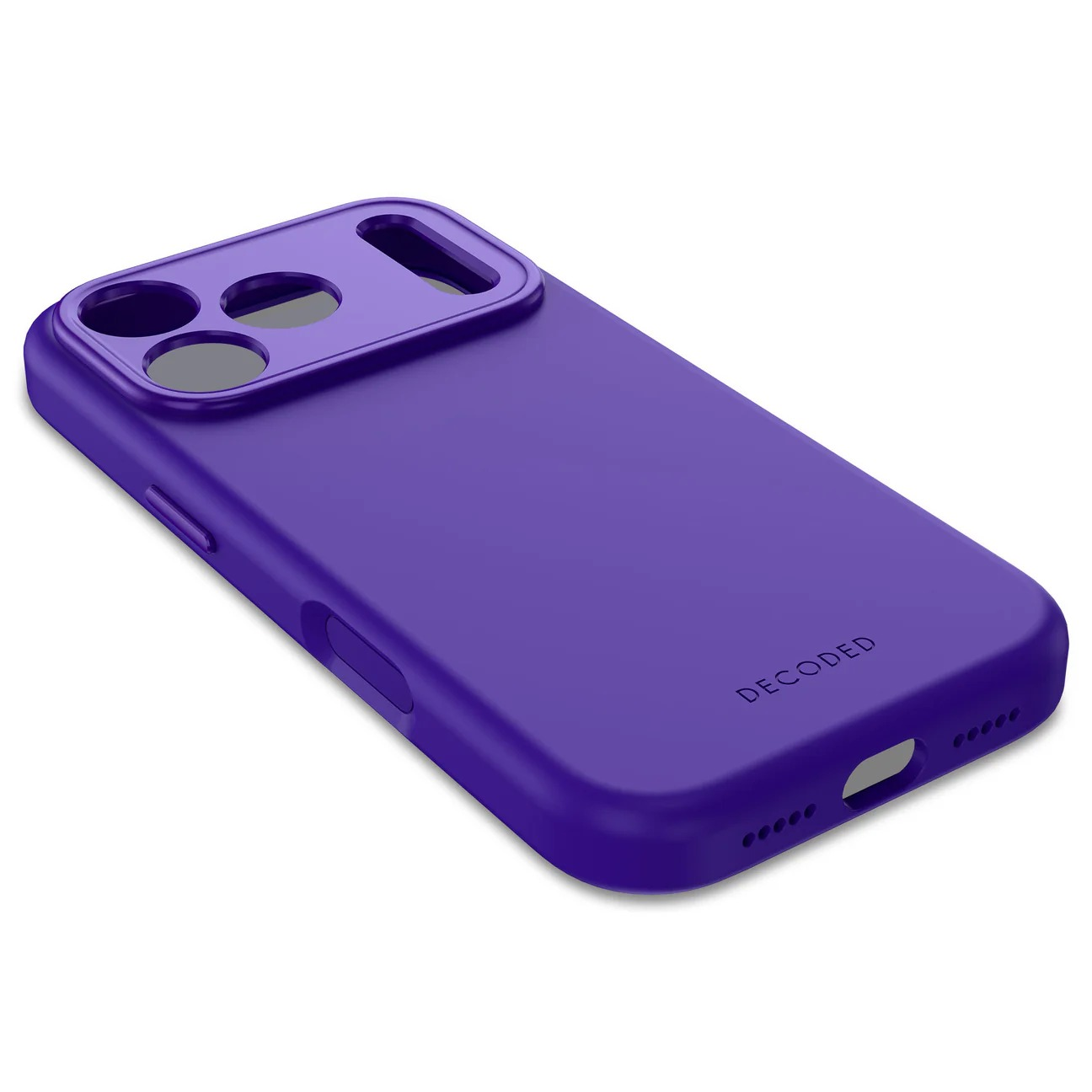 Lila iPhone-Hülle mit Aussparung für die Kamera und Lautsprecheröffnungen.