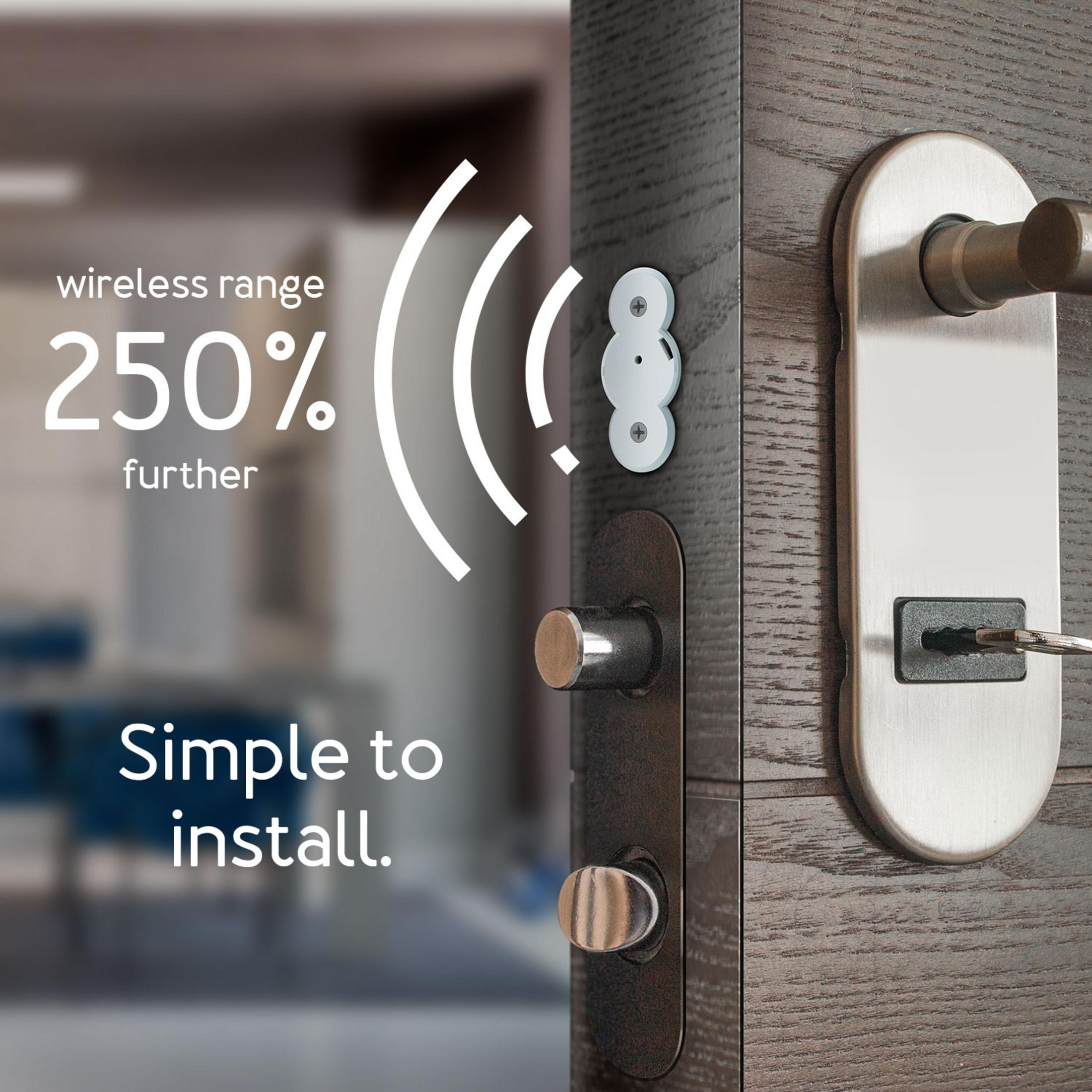Türsicherheitssystem mit 250% größerer Reichweite und einfacher Installation.
