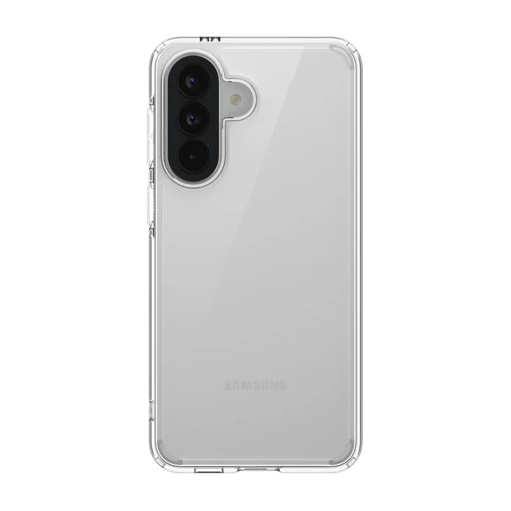 Retro di una custodia trasparente Samsung con tre obiettivi.
