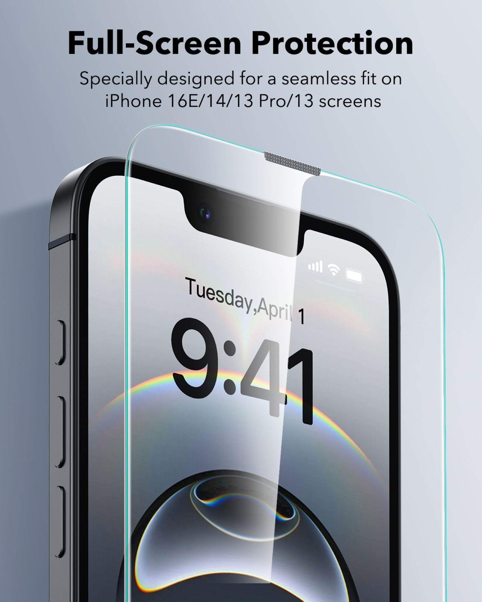 Ein Displayschutz für ein iPhone mit der Uhrzeit 9:41.