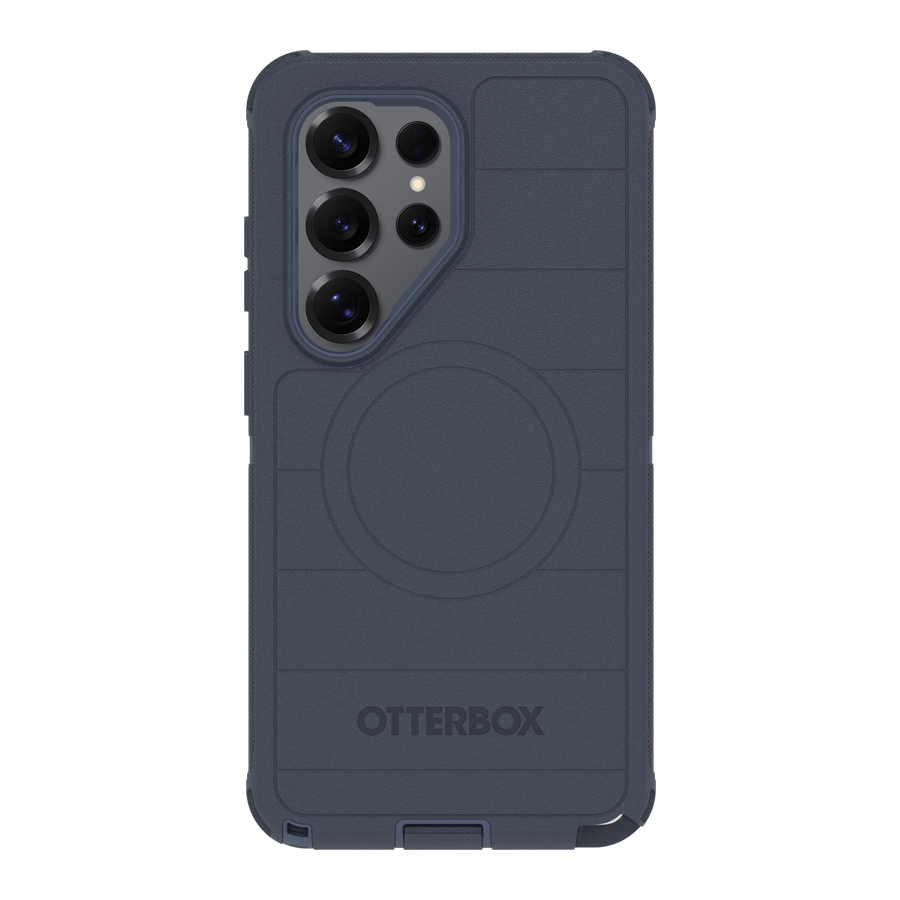 Dark blue phone case with camera cutout and Otterbox logo.