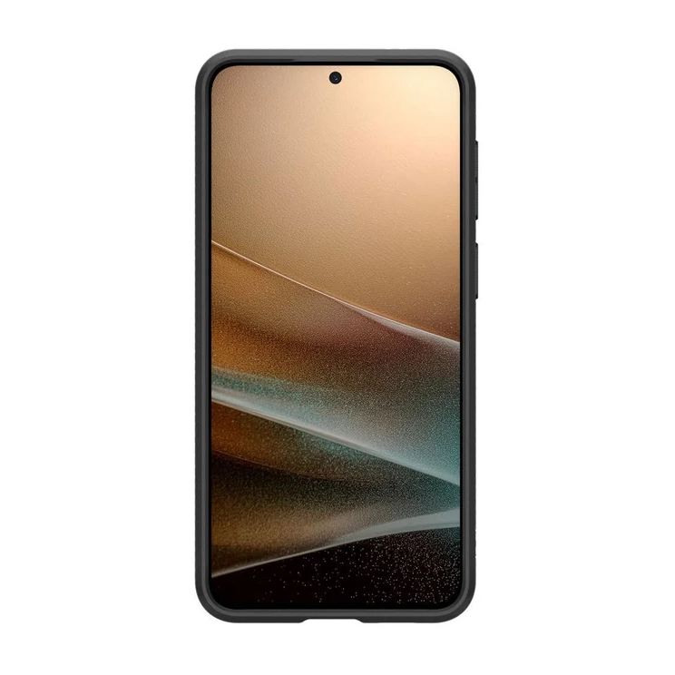 Uno smartphone nero con uno sfondo astratto sullo schermo.